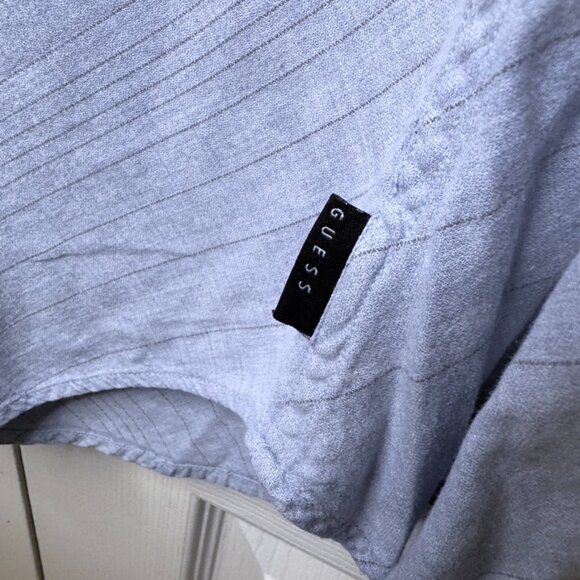 Guess Light Blue Vertical Stripe Button-Front Cotton Long Sleeve Size M Business - Picture 9 of 14